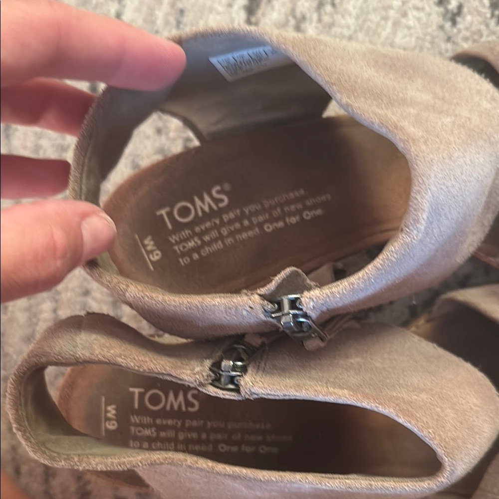 Toms Taupe Suede Heeled Boots - Picture 2 of 9